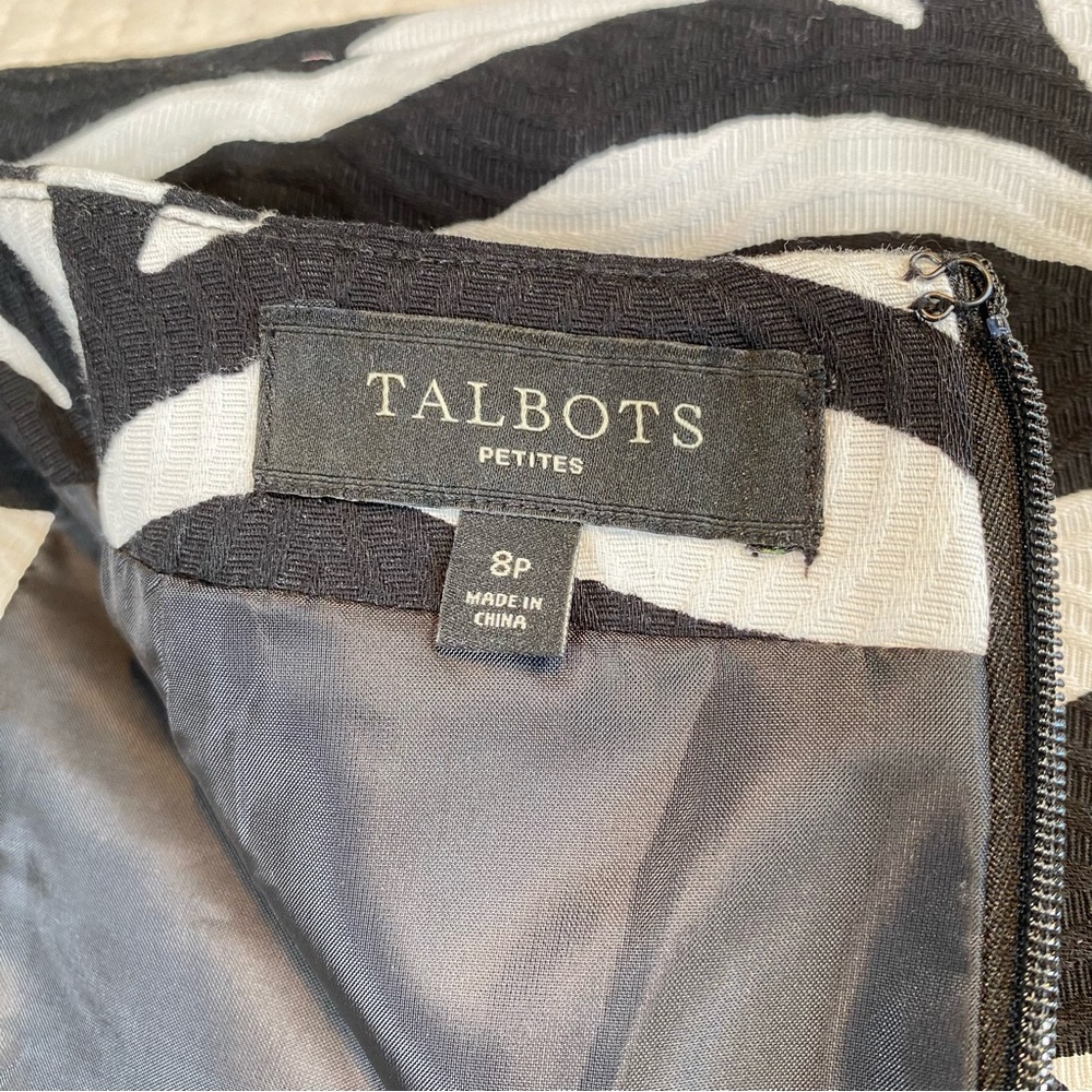 Talbots Petite Zebra Print Pencil Cotton Skirt Size 8P Lined Vent Knee Length - Picture 8 of 13